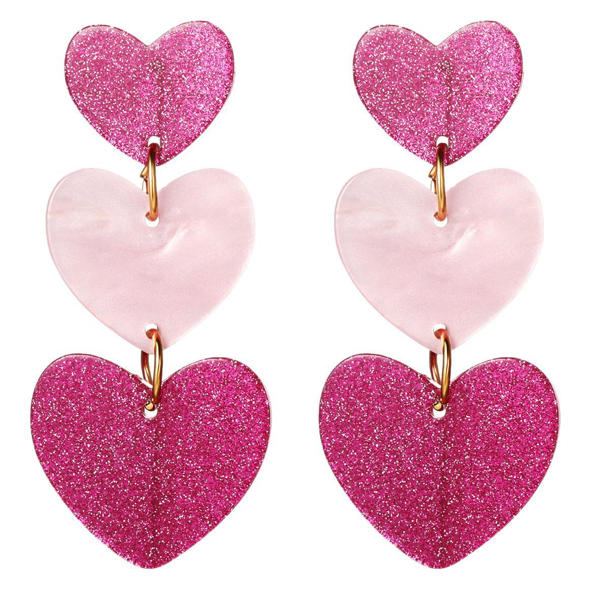 Wholesale color matching Barbie powder Valentine's Day acrylic love earrings simple pendant texture earrings